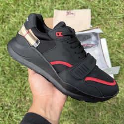 Black And Red Burberry Sneakers Shoes 