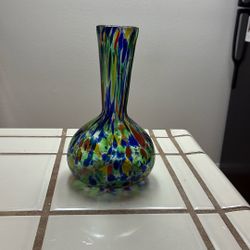 Hand blown glass vase multicolor 