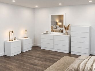 Dresser With Mirror, Chest And Two Nightstands 🌌 Comoda Con Espejo, Gavetero Y Dos Mesitas De Noche 🌌