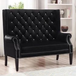 Brand New Glam Black Love Seat