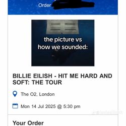 Billing Ellish London Ticket 