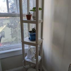 Tall White Plant Stand Bookshelf Display Shelf