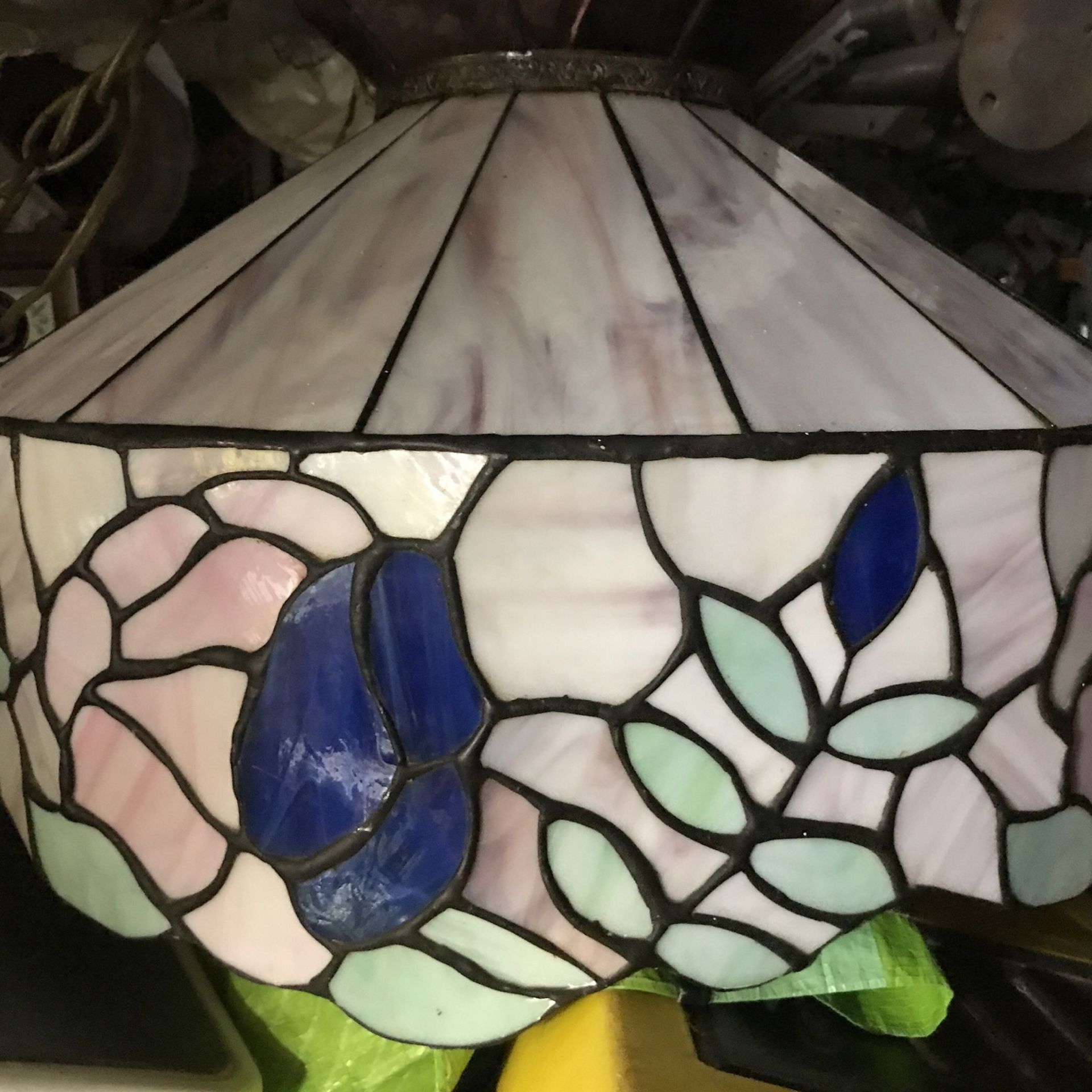 18 inch Diameter Vintage Stain Glass Shade in Very Good Condition