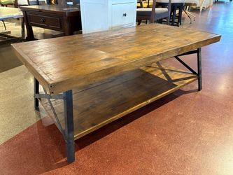 Black and Brown Rustic Industrial Style Solid Pine Coffee Table