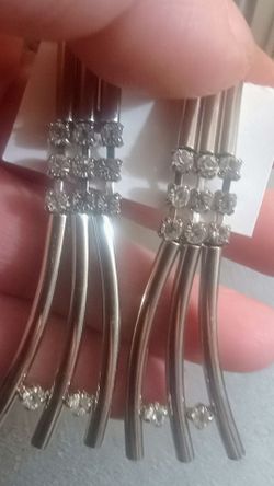 Vintage 70s/80s tubular rhinestone post earrings