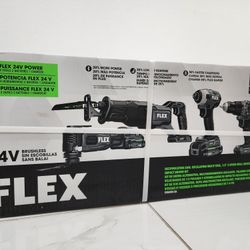 New FLEX 24V 4-Tool Brushless Power Tool Combo Kit