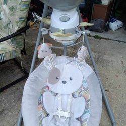 Fisher Price Snug A Puppy 3 Seat Position Baby Swing