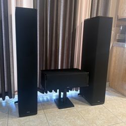 Definitive Technology BP2000TL CLR3000 powered towers and center channel speakers