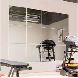 Murrey Home Gym Mirrors 12" Square Wall Mounted Mirror, Frameless Mirror Tiles for Wall Ceiling Candle Tray Wedding Centerpieces for Table, Set of 12,