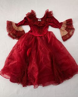 Rare Vintage Disney Store Belle Red Ballroom Gown Costume Dress Size 7/8
