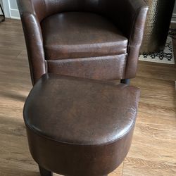 Leather Ottoman With Leg Rest