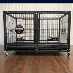 Dog Pet Cage Kennel Size 43” With Divider And Feeding Bowls New In Box 📦 