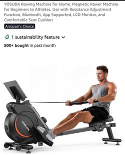 YOSUDA Rowing Machine for Home, Magnetic Rower Machine for Beginners to Athletes, Use with Resistance Adjustment Function, Bluetooth, App Supported, L