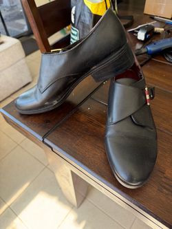 Tommy Hilfiger Black Leather Monk Strap Dress Shoes