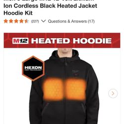 Milwaukee Men's Large M12 12-Volt Lithium-Ion Cordless Black Heated Jacket Hoodie Kit