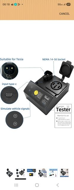 Portable Tester for Tesla Charger NACS Charging Station Test with Resistive Load & Vehicle Simulator for EVSE Installation and Testing
