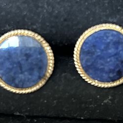 Brass & Blue Cufflinks Pair 