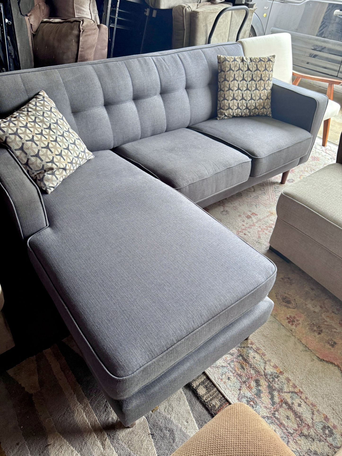 Dark London Gray 82” Modern L-Shape Sofa — Reversible Chaise!