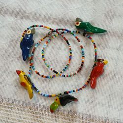Hand Crafted Birds of Paradise Necklace - Colors of the Rainbow - Tropical