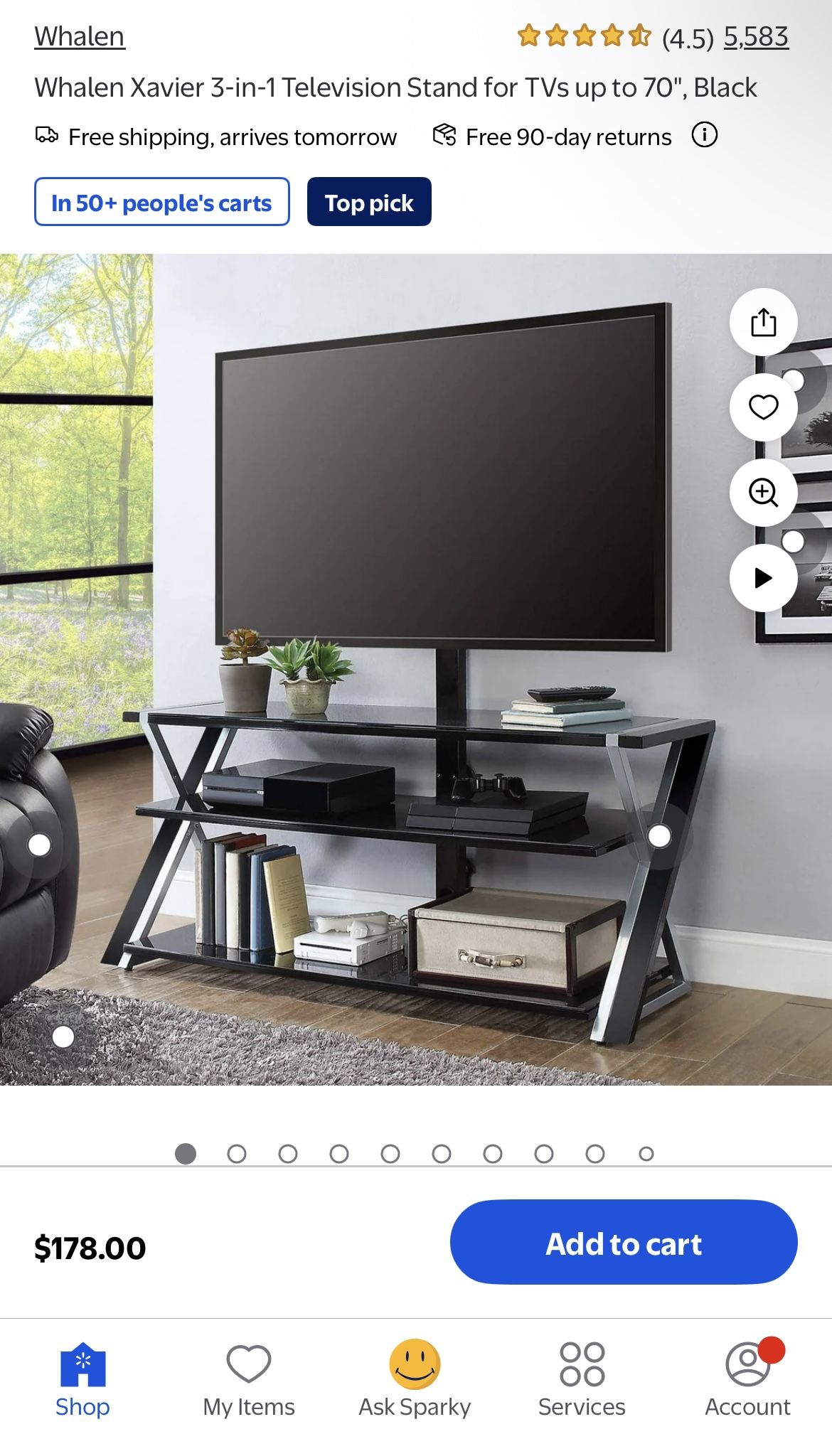 2 - Whalen Xavier 3-in-1 Television Stand for TVs up to 70", Black
