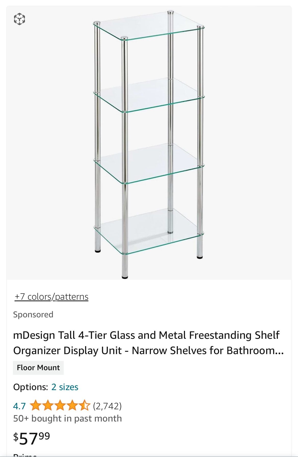 4-Tier Glass and Metal Freestanding Shelf Organizer Display Unit