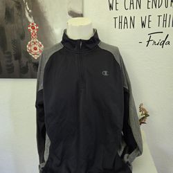 Champion Mens Two-Tone Black and Gray Pullover Sweater Size XL