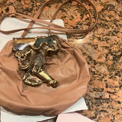 Vintage Brazilian Purse Signed Real Stones Popular In The 1980S Tan Leather