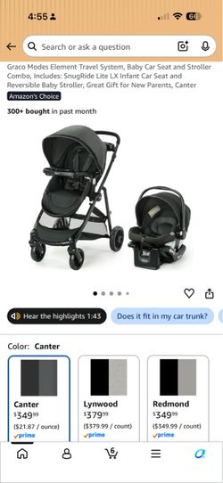 Graco Modes Element Travel System, Baby Car Seat and Stroller Combo, Includes: SnugRide Lite LX Infant Car Seat and Reversible Baby Stroller, Great Gi