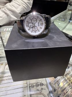 Hugo Boss Mens watch black strap, white dial