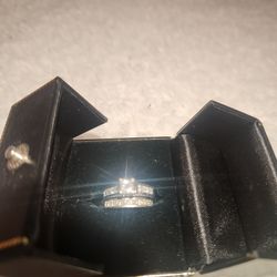 Natural princess cut engagement set .52 center stone GIA