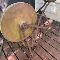 Antique Grinding Stone Pedal Powered Wheel W/ Seat 
