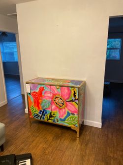 Colorful floral console - Secret Garden Console by Karen Fields