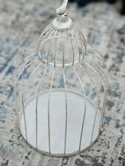 Vintage Rustic Nesting Metal Bird Cage Bird Finial Cream Color Decorative