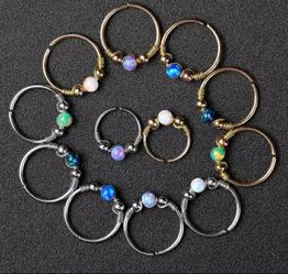 Opal nose ring set of 2