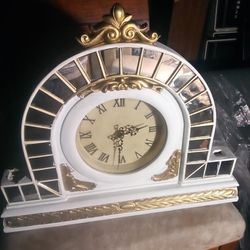 Vintage Marble Clock 18" Overall Width By 6" Glass Width By 14"Hx4"D