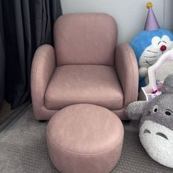 Pink Toddler Arm Chair And Ottoman 