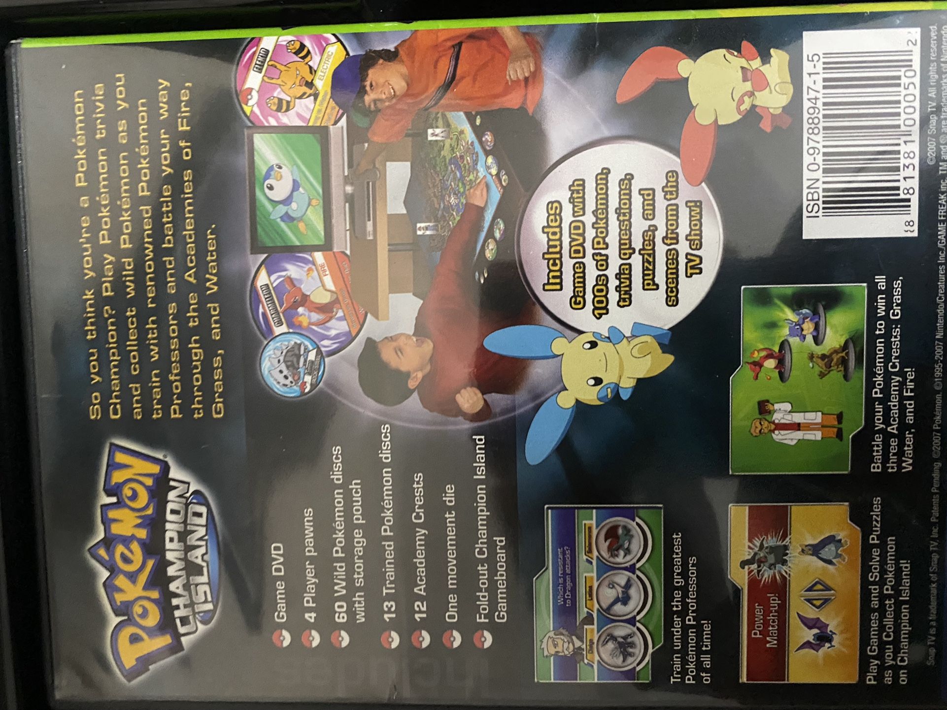 SnapTV Pokemon Champion Island DVD Board Game COMPLETE