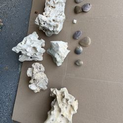 Rocks, Gravel, Stand And Two Lights 