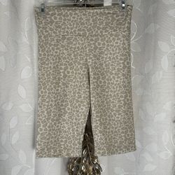 White Birch Women’s S Animal Print Biker Shorts Neutral Athleisure Cozy