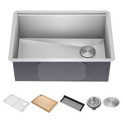 Brand New Kraus Undermount 27 Inch Modern Kitchen Sink With Accessories 