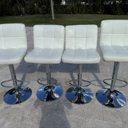 4 White Bar Stools Chairs 