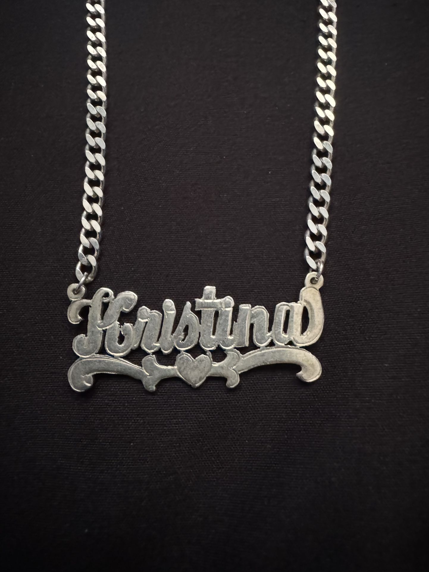 Kristina Name Plate Cuban Link Chain