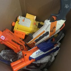 Box Of Nerf Guns And Parts