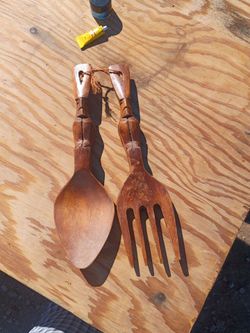 Hand carved fork and spoon