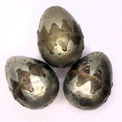 Vintage Handcrafted Metal Steampunk Eggs – Lot of 3