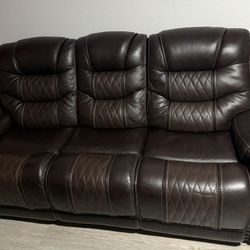 Brown Reclinable Leather Couch