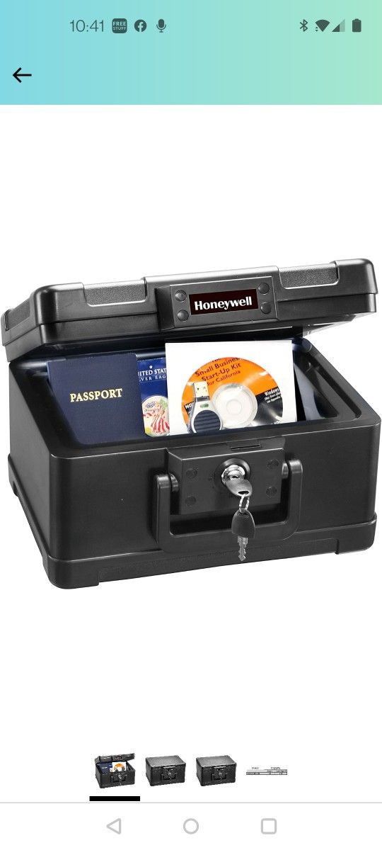 Honeywell Safe 30 Minute Fire Safe Box Chest With Carry Handle Small Model 1101 Black