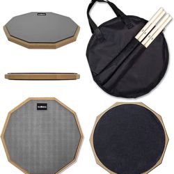 HAIRIESIS Drum Practice Pad, 12-Inch Practice Pad, Double-Sided Silent Drum Pad and Sticks, Drum Pad Carrying Bag Christmas Gifts 