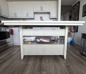 Kitchen Island w/ Wine Rack & Storage