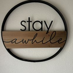 Round Stay Awhile Wall Decor 